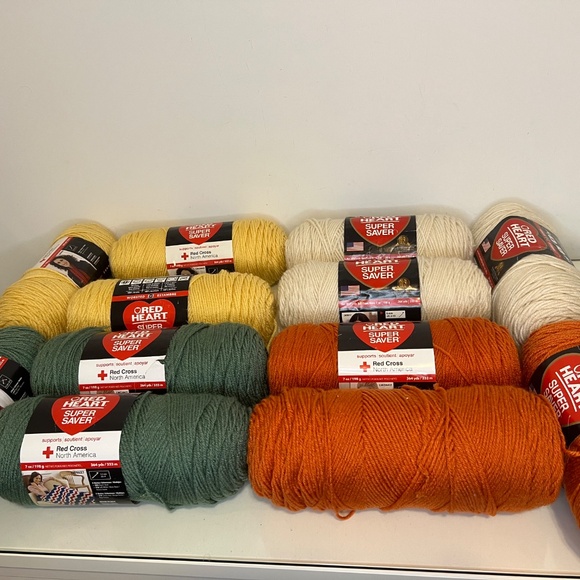 Red Heart Super Saver Acrylic Yarn Bundle Lot of 12 Skeins Fall Combo Set - Picture 10 of 13